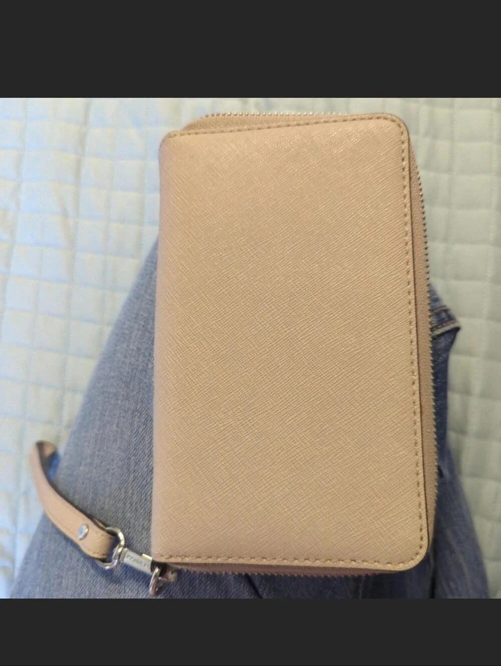 Michael Kors Blush Saffiano Leather Wristlet Card Holder with Gold Hardware